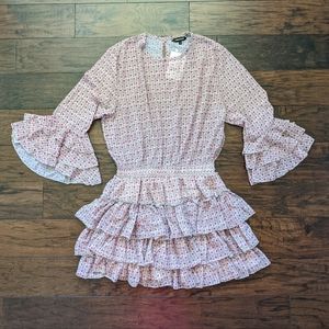 NWT Tiered Ruffle Dress with Bell Sleeves